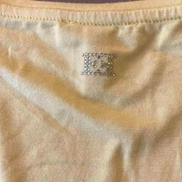 Escada Sequin Reptile Print Short Sleeve Top in Yellow & Brown. Size XS(4). - Picture 5 of 6